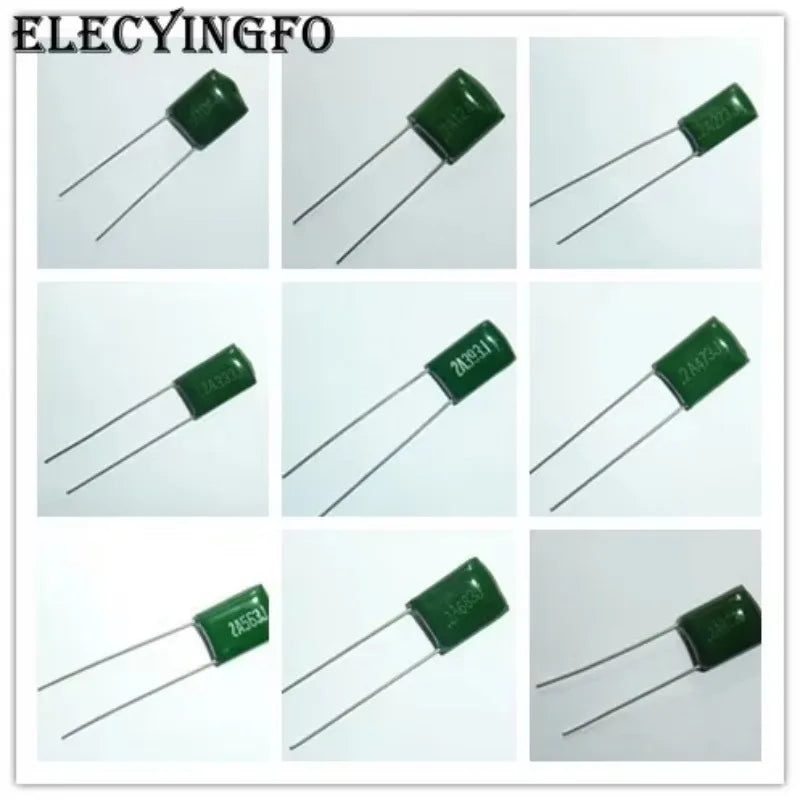 10pcs Mylar Film Capacitor 100V 2A 220pF~0.47uF 5% (2A221J~2A474J) Polyester Film capacitor