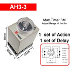 1 PC AH3-2 Time Relay AC/DC Universal Thick Stitch Power-on Delay Timer AH3-3 Time Set Range 0.1S-60m with Base DC12V24V AC220V