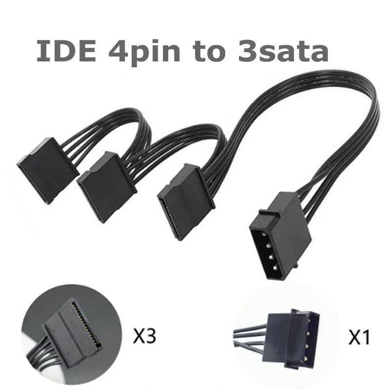 Molex 4 Pin Male to SATA Female Power Supply Cable,15 Pin SATA Power Splitter Converter Adapter Cable Hard Drive HDD SSD Cable