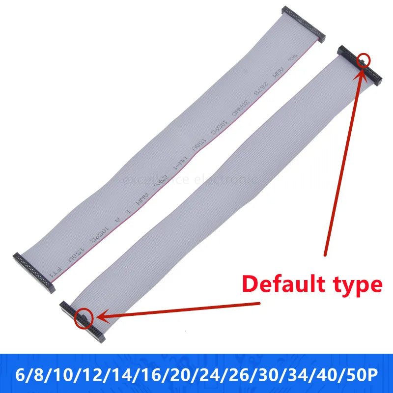 1PCS FC 1.27mm Gray Flat Ribbon Data Cable IDC Double Ends Same Direction FC-6/8/10/14/16/20/30/34/40P JTAG ISP Download Cable