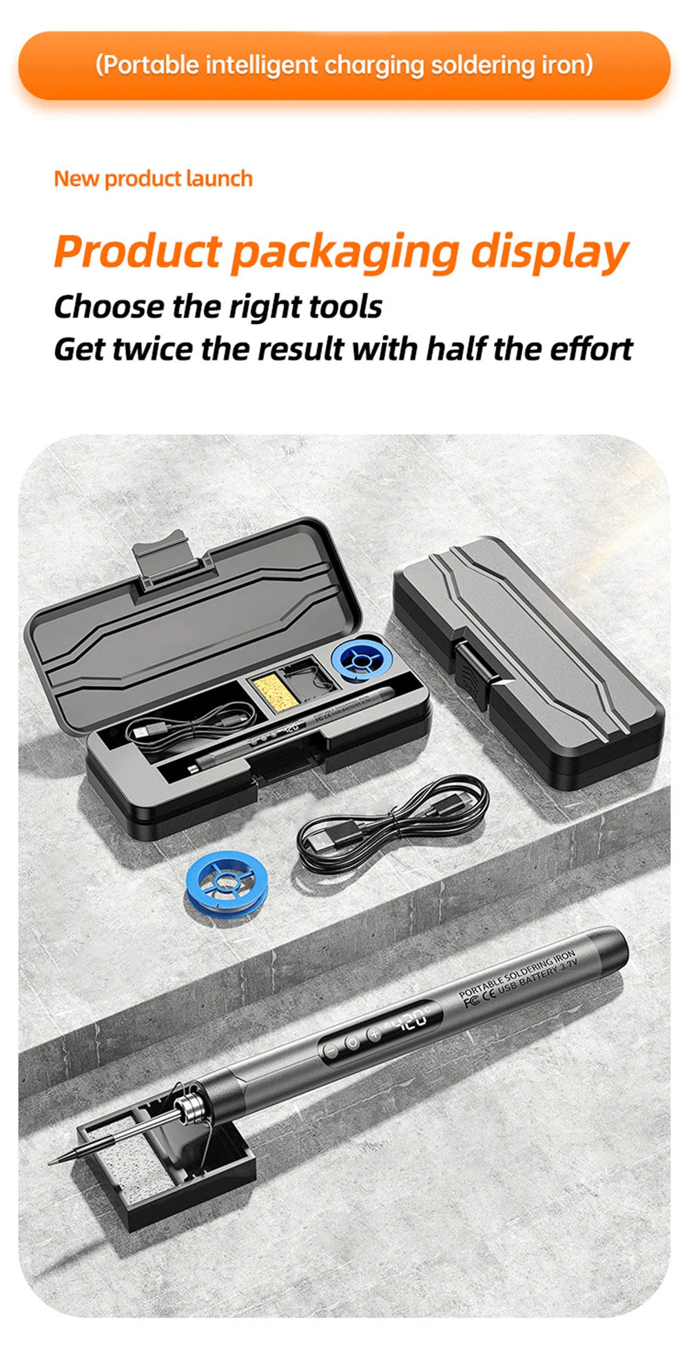 Multifunctional USB Digital Electric Soldering Iron Set Kit Intelligent 300-450℃ Temperature Adjustable Solder Iron Welding Tool