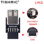 TISHRIC 9Pin To 2 Ports USB 2.0 Expansion Card USB 2.0 Motherboard Header 9pin to 2 Ports USB 2.0 Dual USB A 9 Pin Female Adapt