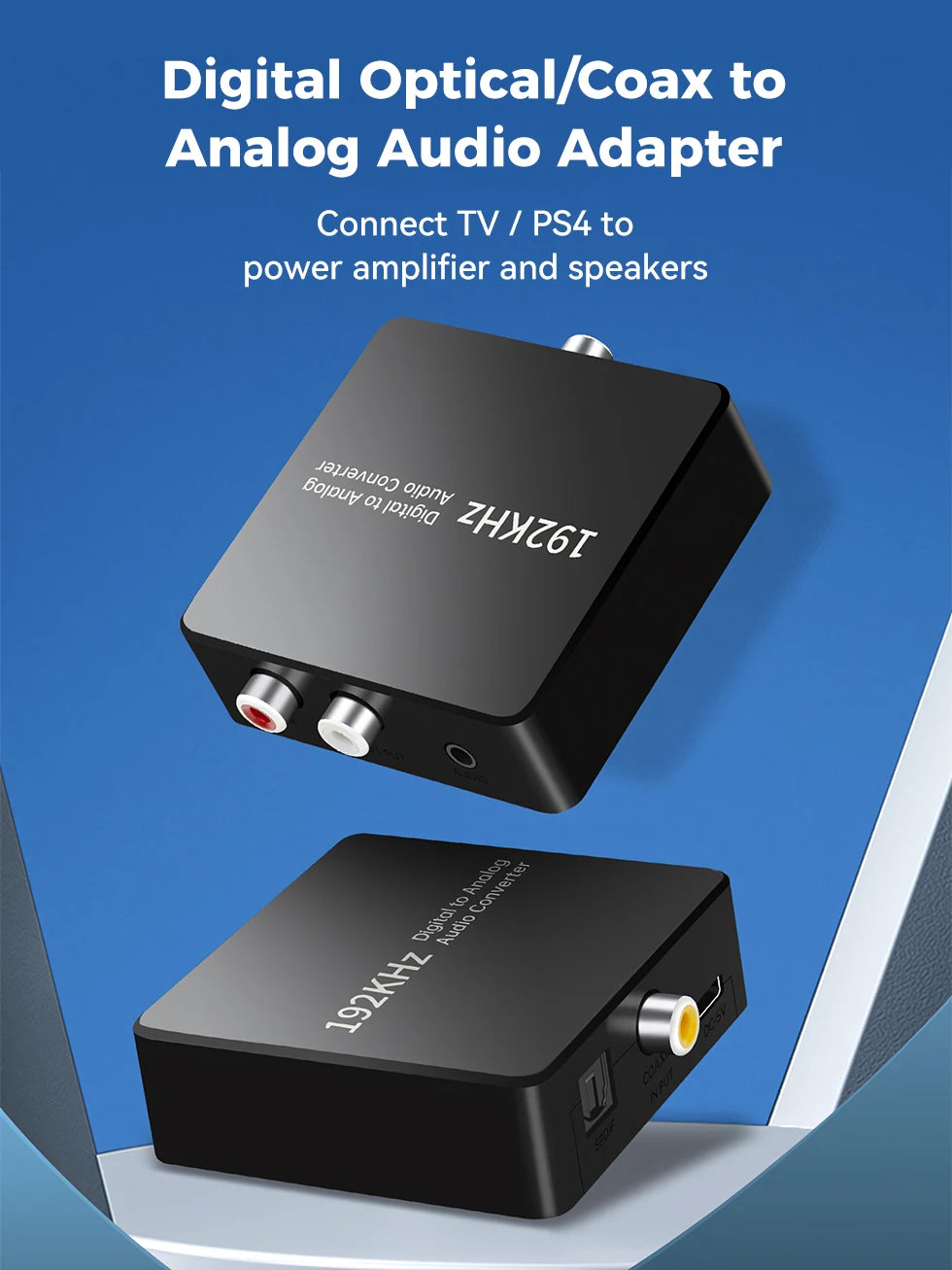 Analog to Digital Audio converter ADC 3.5mm Aux+L/R RCA to Toslink/coaxial Digital Audio converter Stereo Audio to Digital Audio