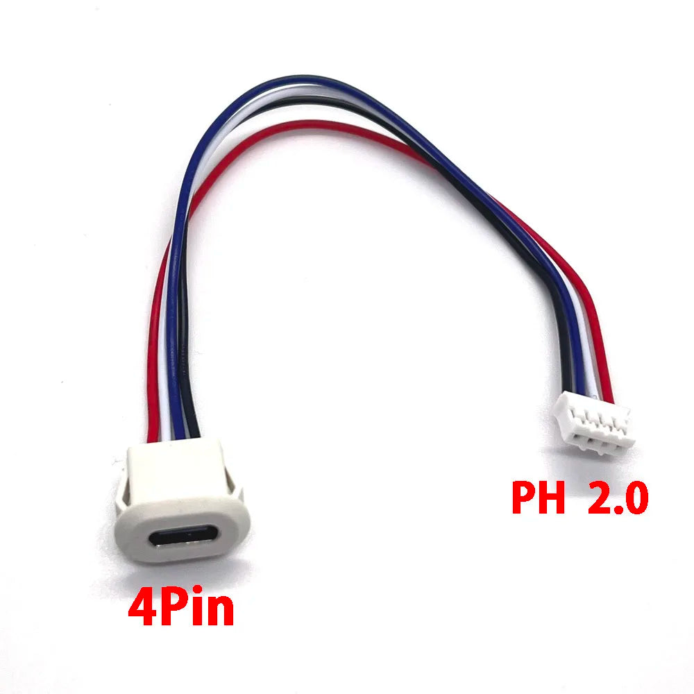2 4 6 Pin USB-C Type Waterproof USB Connector Direct Compression Female Base Female Socket Charging Interface With Welding Wire
