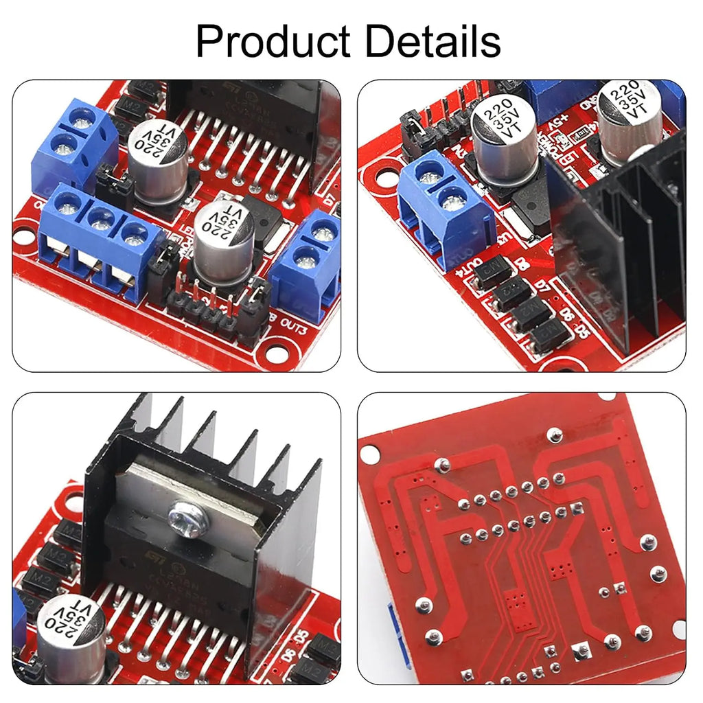 5PCS DC Gearbox Motor TT Motor 200RPM Tire Wheel DC 3-6V 1:48 Male Connector with 1Pc L298N Motor Drive Controller Board