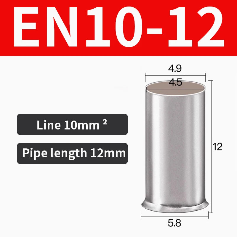 100/200pcs EN tube type plug wire nose cold pressed terminal block copper wire pair connector wiring tube