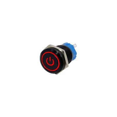 Black Metal Push Button Switch Start Stop 12/24/220V 16/19/22mm Connected LED Backlit Rocket Power Controller Momentary/Latching