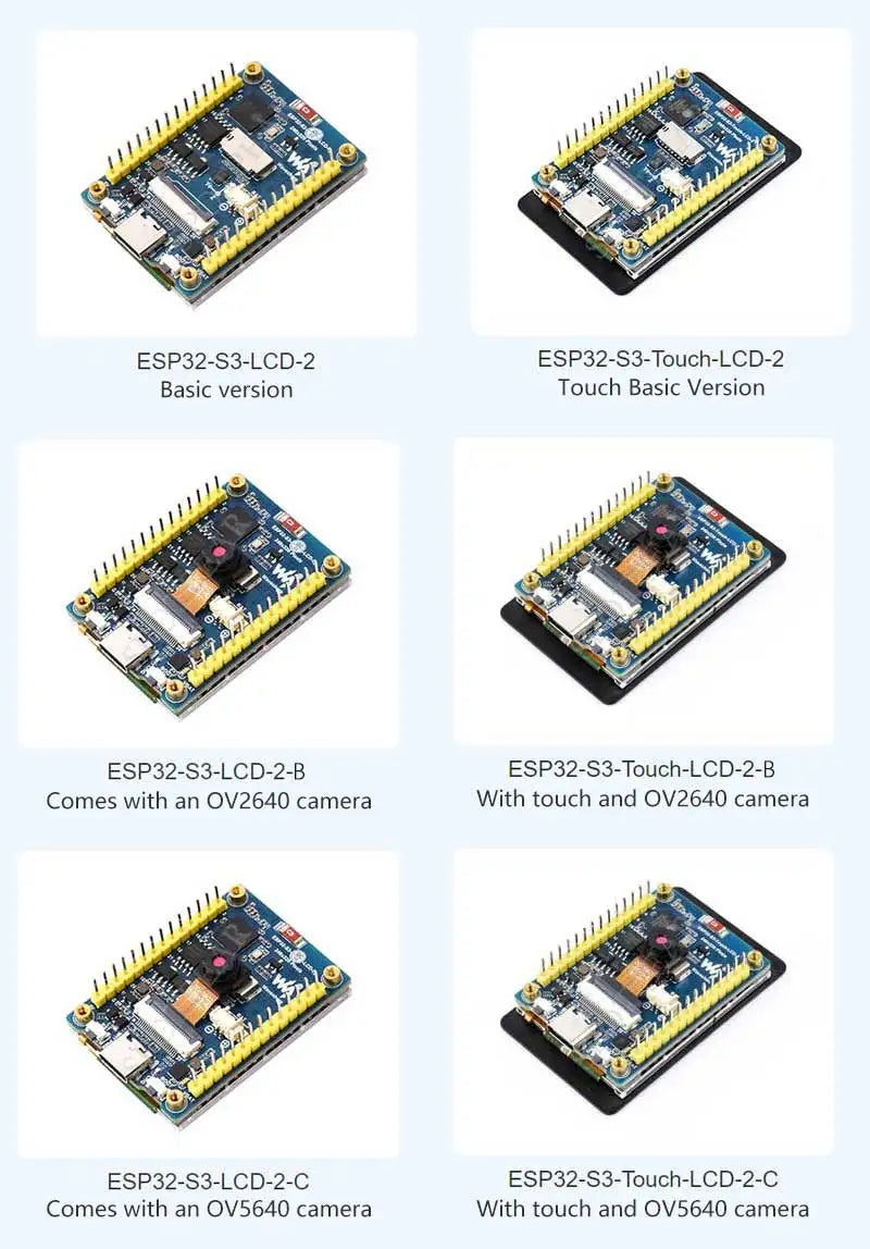 Waveshare ESP32-S3 2inch Capacitive Touch Display IPS 240×320 Camera Touch Option Supports WiFi Bluetooth Development Board