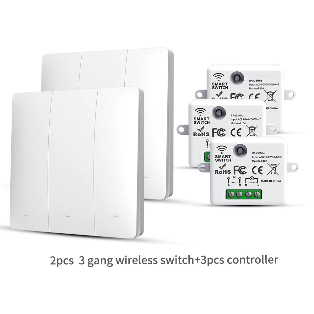 LVGEMSS Smart Wireless Switch RF433 Self-Powered Push Button Wall Panels Remote Controller Light Switch Waterproof Wall Switch