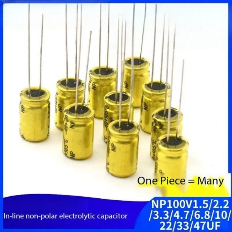 5PCS Audiophile Electrode Electrolytic Capacitor NP 50V 100V 1/2.2/3.3/4.7/6.8/10/22/47UF