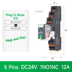 ENMG RXG Slim Power Relay 12A 24VDC/220VAC Coil, DIN Rail Mount Industrial Relay for PLC Control System