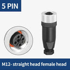 M12 Waterproof IP67 Aviation Plug Socket 4 5 8 Pin Hole Needle Male Curved Straight Screw Solderless Power Connector PG7 Charger
