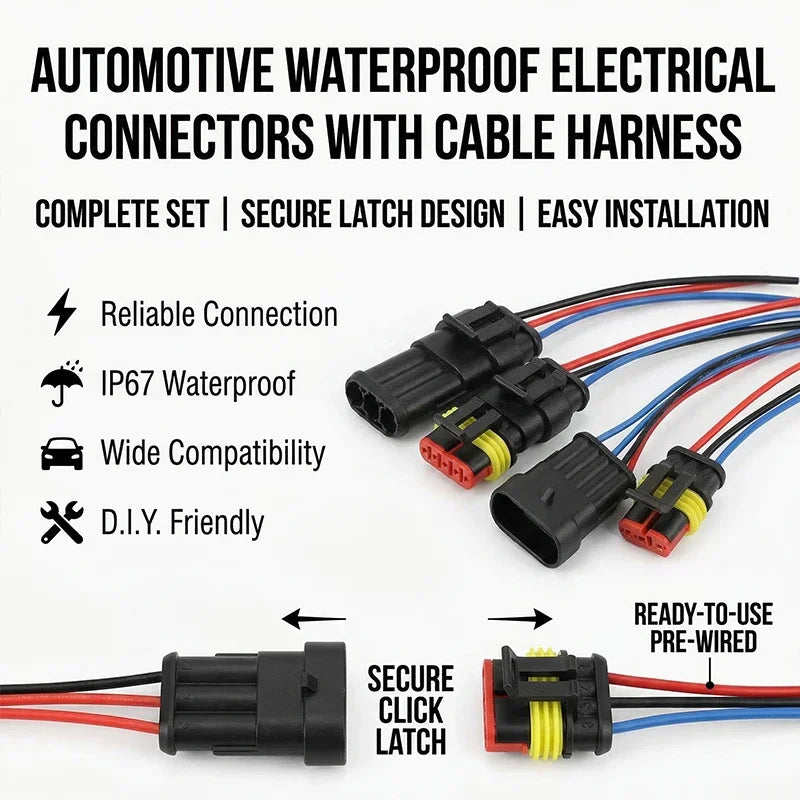 5/20/100 Sets 1/2/3/4/5/6 Pin Way Waterproof Electrical Wire Connector Plug 1.5mm Terminals 2Pin HID Plug Auto Xenon Lamp Plug