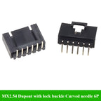 MX2.54 TJC8 Dupont Connector 2/3/4/5/6/7/8/9/10Pin With Lock Buckle Single Row 2.54mm Right Angle Straight/Curved Needle