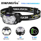 9 Led Strong Light Headlamp USB Rechageable Motion Sensor Headlight Portable Fishing Camping Outdoor Head Lamp 1200mah