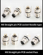 5/10 PCS M8 Male/Female Curved Straight Jack Socket 3 4 5 6 8 Pin Solder IP67/68 Waterproof PCB Panel Connector