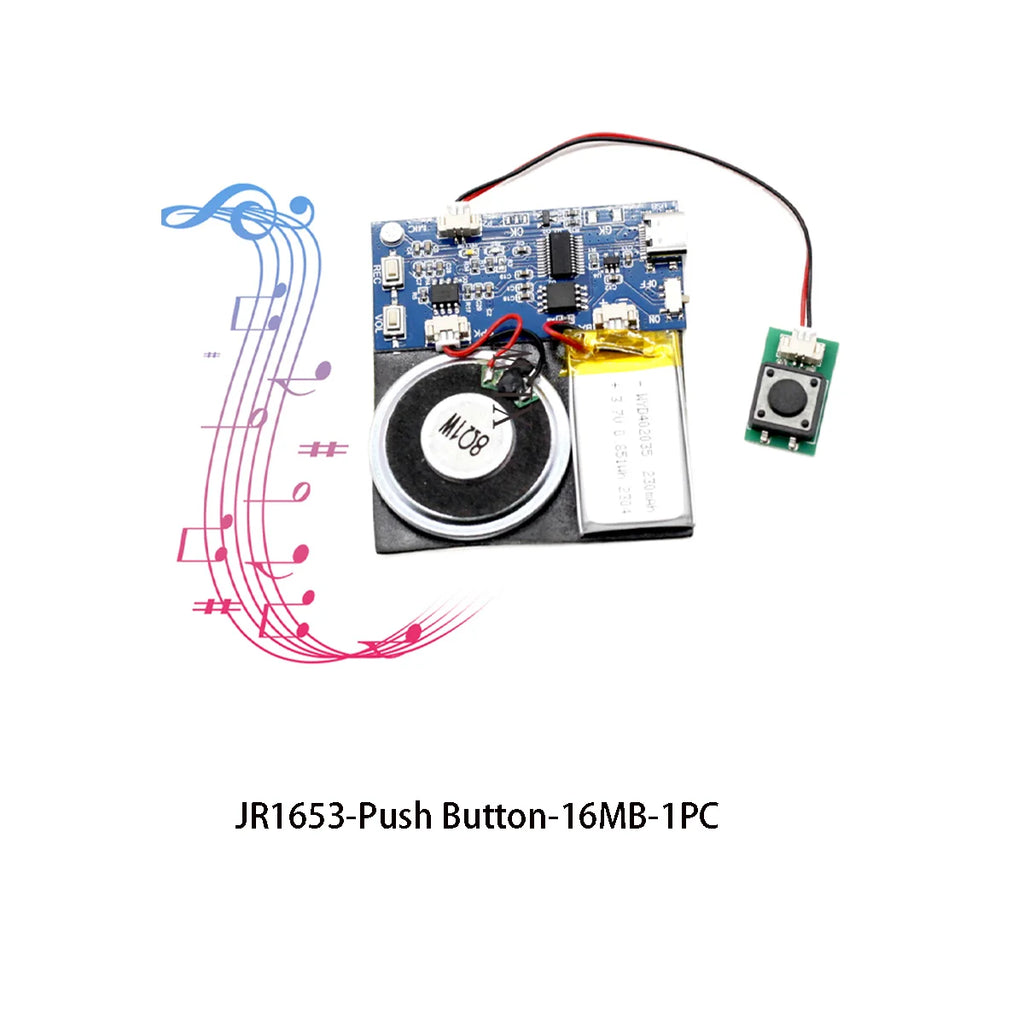 4MB/16MB Push Button Sound Module USB Downloadable & Recordable & Rechargeable with MP3 Audio Playback for Xmas Greeting Gifts