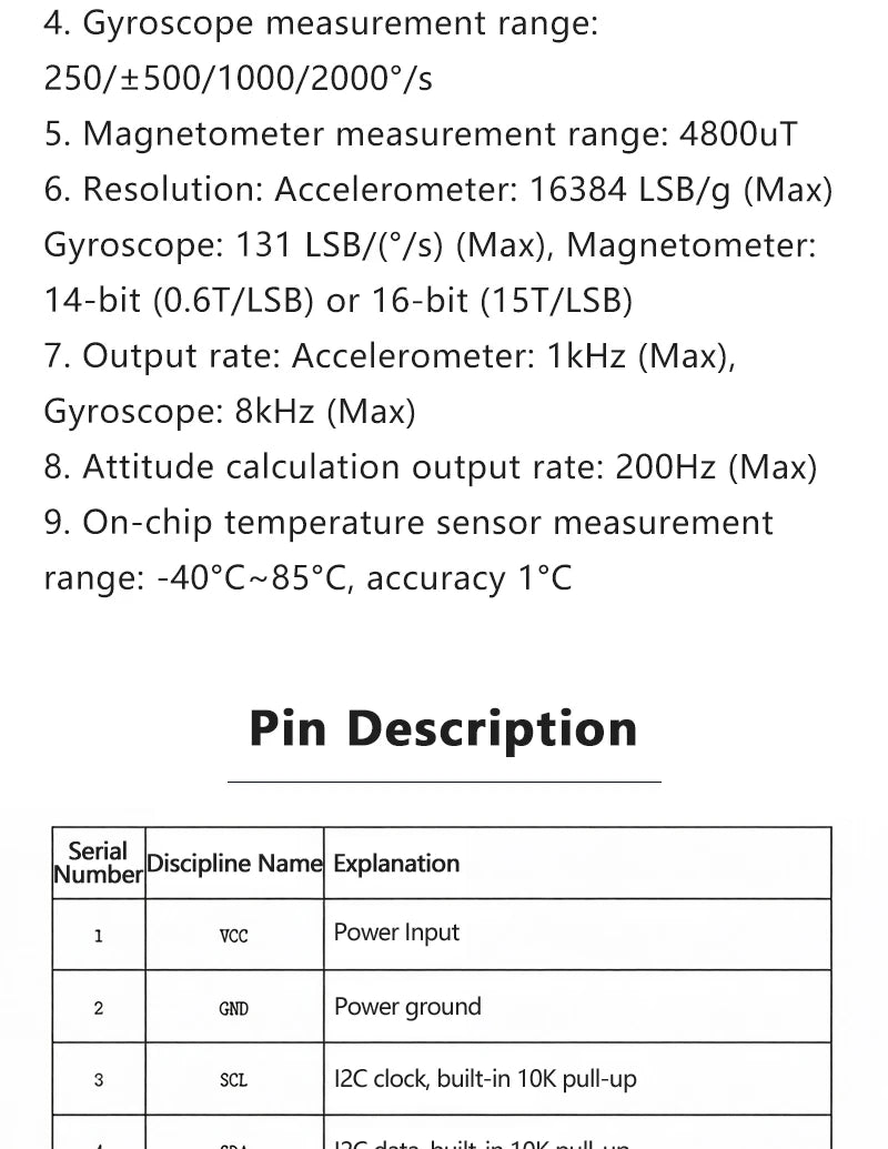 ZY MPU9250 9-Axis IMU Sensor Module Accelerometer Gyroscope Magnetometer I2C Digital Attitude Sensor For Arduino