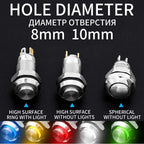 8 10 12 16 19 22mm high head small Waterproof Metal Push Button Switch LED Light Self-locking/Self-reset 3/6/12/24V