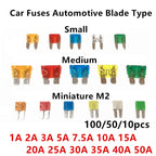 100-10 Pcs,miniature M2 Small Medium Car Fuses Automotive Blade Type Fuse 1a 2a 3a 5a 7.5a 10a 15a 20a 25a 30a 35a 40a 50a