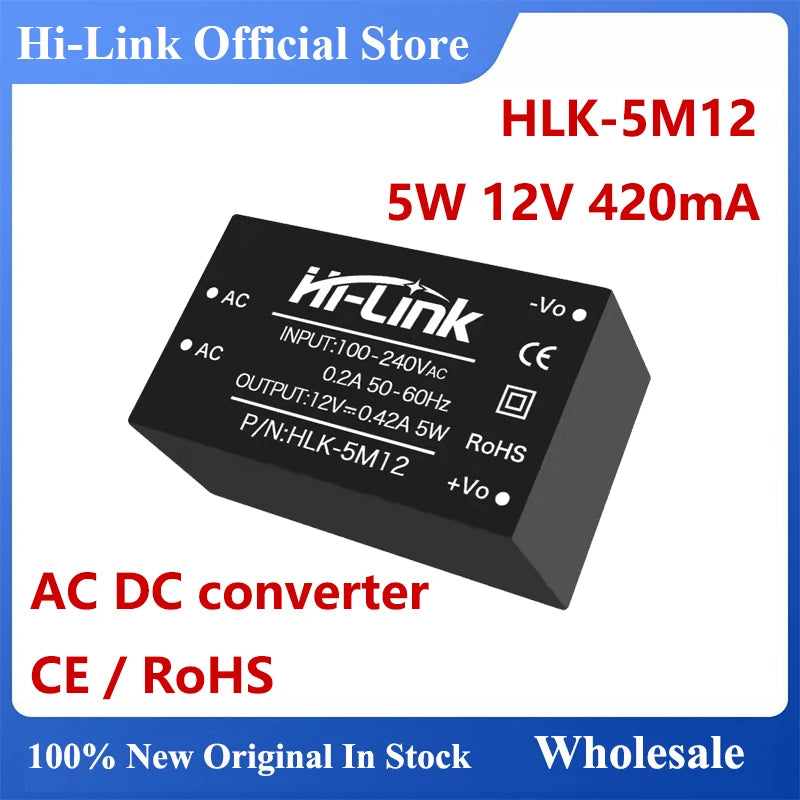 HLK-5M12 HLK-5M05 HLK-5M24 HLK-5M03 HLK-5M09 Hi-Link Original 5W AC DC Power Module 220V to 3.3V/5V/9V/12V/15V/24V Switch CE FCC