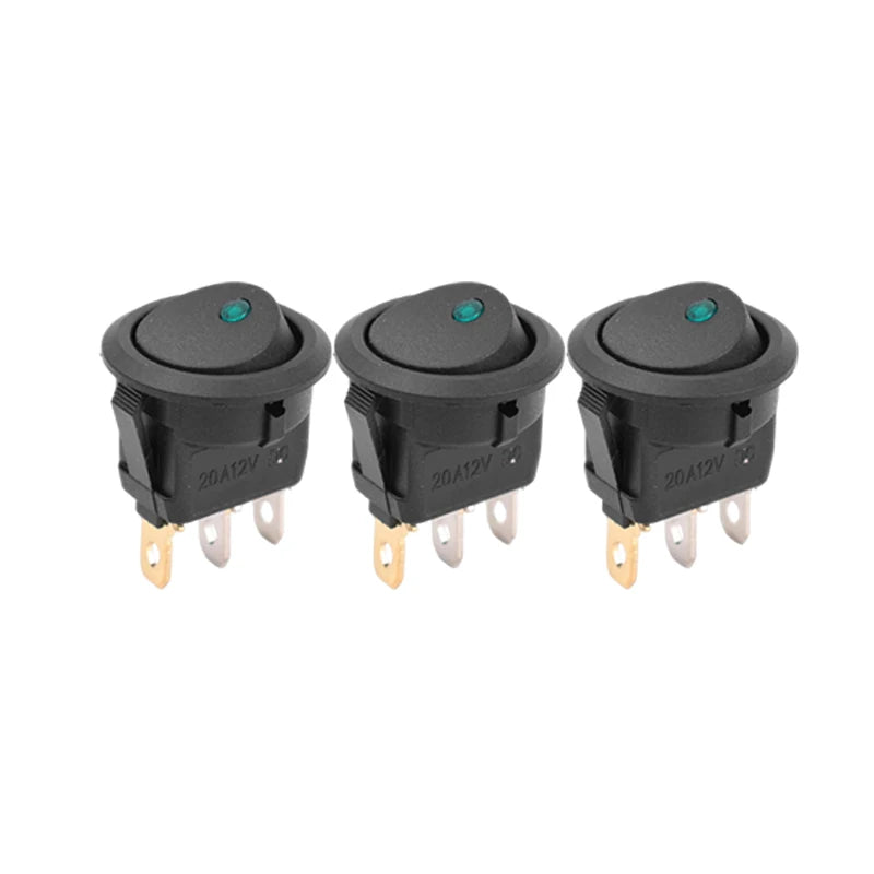 12V LED Boat Switch with Light Car Truck Rocker Switch on/Off Control SPST 3 Pin 2 Position for Marine Auto 1/3/12pcs