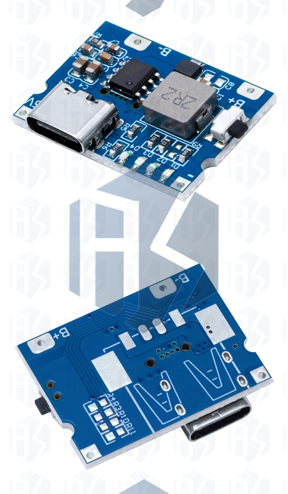 LiPo Battery Charging Protection Module, 5V 2.4A USB Type-C Boost Converter Power Supply Board