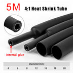 5M 4:1 Heat Shrink Tube With Glue Thermoretractile  Shrinkable Tubing Dual Wall 4 6 8 12 16 18 20mm