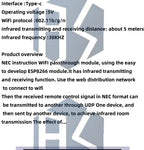 ESP8266 Infrared Emission And Reception NEC Command WIFI Transmission Module Development Board ESP-12F Module TYPE-C
