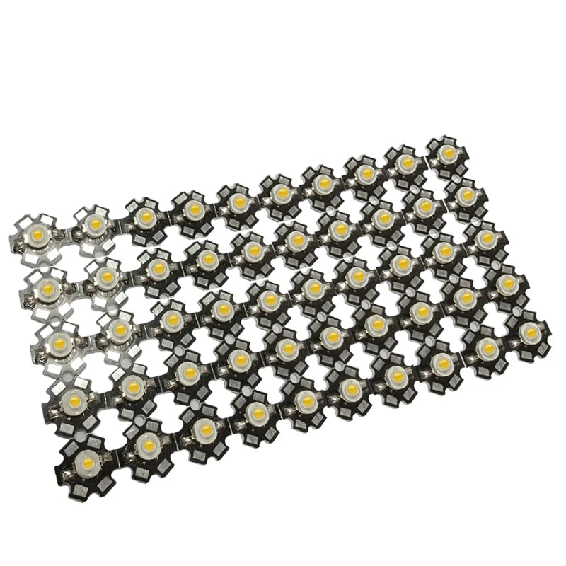 10-100pcs 1W 3W High Power LED Diodes Warm Cold Natural White/Red/Green/Blue/Royal Blue 450 660nm Deep Red UV With 20mm Star PCB