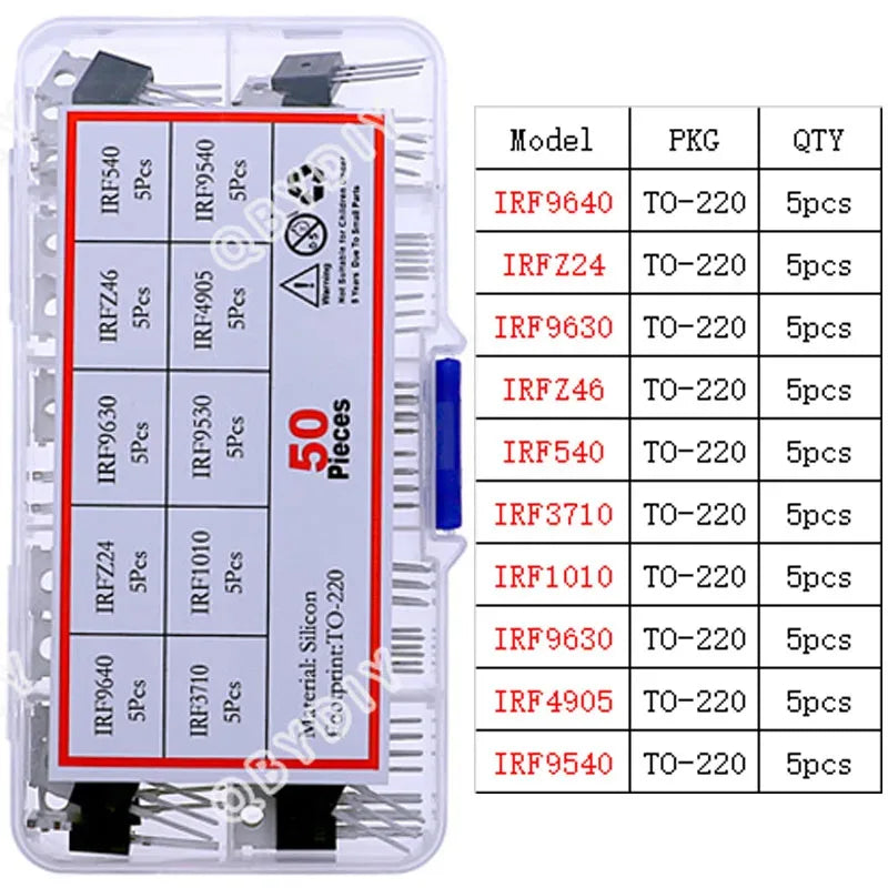 TO92 TO126 TO220 DIP Triode PNP NPN Field-Effect Transistor Assorted Kit Mosfet Thyristor mixed set