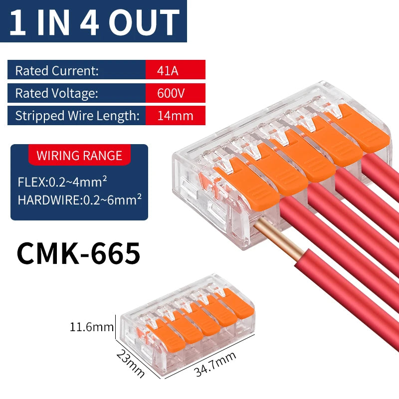 Mini Quick Lever Wire Connector Electrical Splicing Household 2/3/5 Ports Home Lighting Universal Terminal Blocks Led 0.2-6mm²