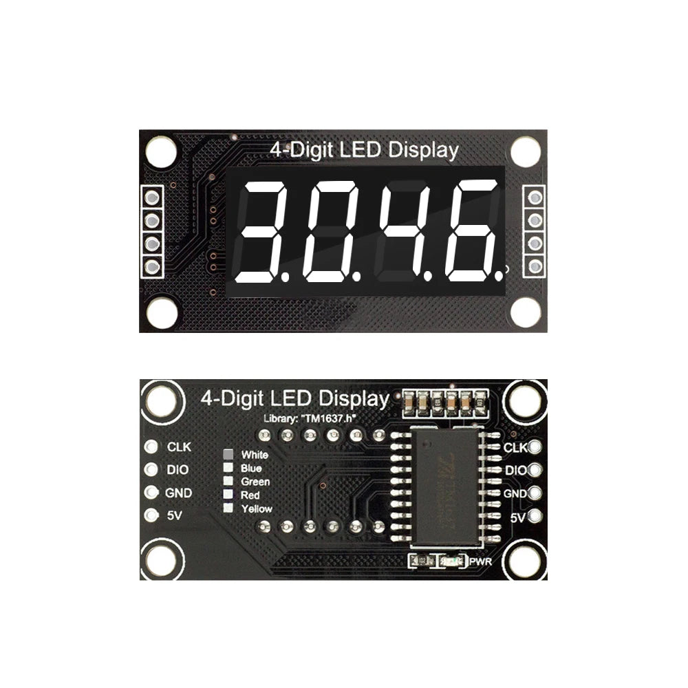 TM1637 LED Display Module 4 Digit 7 Segment 0.36 inch Time Clock Indicator Tube Module Red Blue Green Yellow White for Arduino