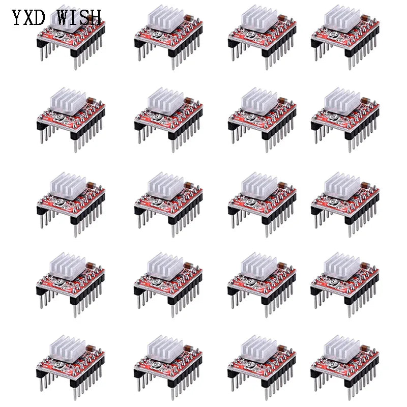 100pcs StepStick A4988 DRV8825 Stepper Motor Driver With Heat sink Carrier Reprap RAMPS 1.4 Stepper Motor Driver Board DIY Kit