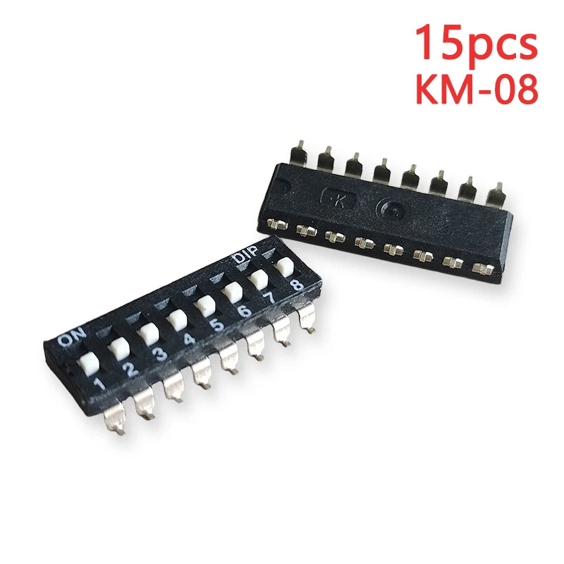 15PCS Black Toggle SMD DIP Switch Module Spacing 2.54MM 24V Patch Type 1 2 3 4 5 6 7 8 10 PIN Quick Dial The Code Switch