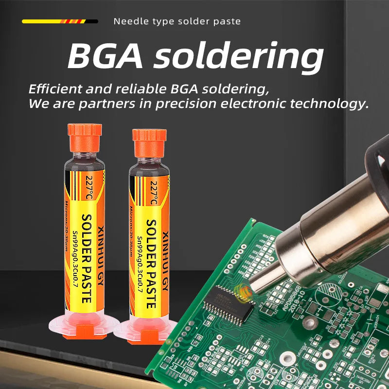 227℃ High Temperature Lead-Free Solder Paste Syringe Type For SMT IC BGA QFN Chip Repair Rework Soldering