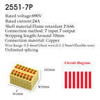 Wire Electrical Cable Wiring Connectors Push-in Terminal Block Multiple In Multiple Out Mount On Din Rail DIY Splicing