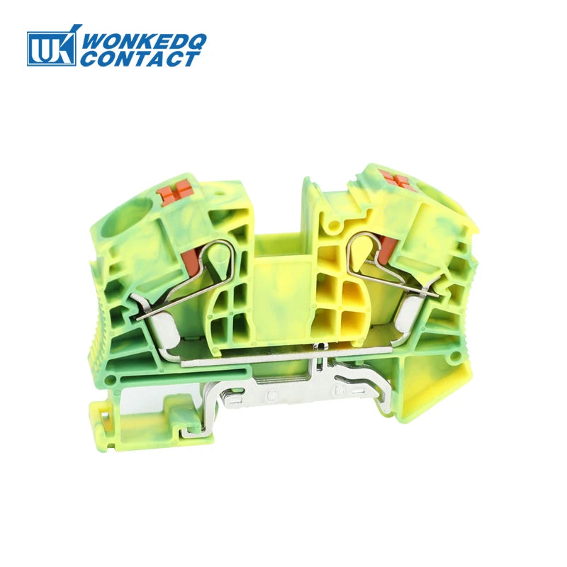 PT16-PE Ground Modular Din Rail Terminal Block, 16mm² Electric Cable Wire Connector, Earthing Push-in Terminals PT 16-PE