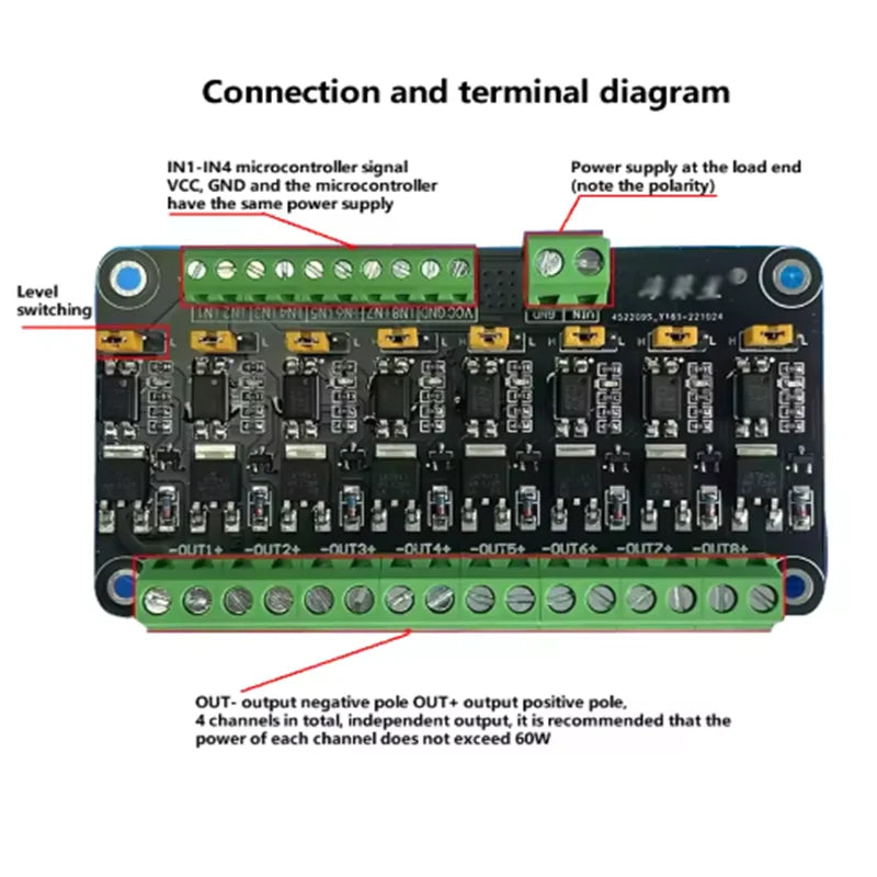 8 Channel MOSFET Module Microcontroller PLC Amplification Field-effect Drive Tube Optocoupler Isolation PWM Control Light Switch