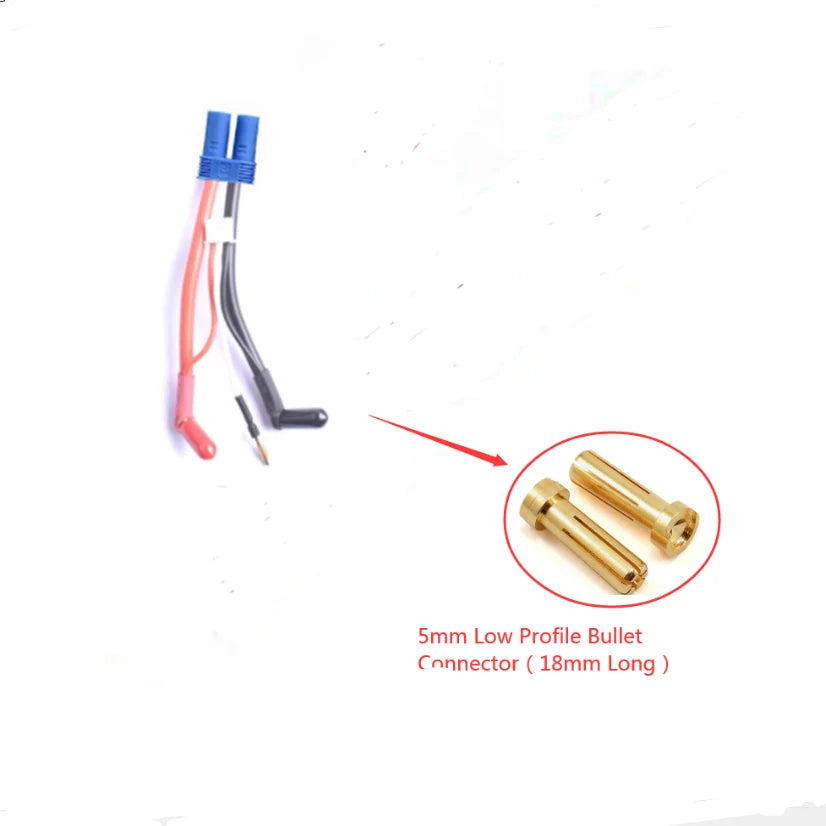 Hardcase Lipo Harness 2S JST XH Balance XT60 Tamiya Deans EC3 EC5HXT TrX Plug to 90 Degree 4.0/5.0mm Bullet Connector with Cover