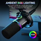 MAONO PD200X XLR/USB Dynamic Microphone for PC RGB Gaming Streaming Microphone with MAONO Link Software Mute Gain Knob Volume Control and Headphone Jack for Streaming Podcasting Recording Gaming Video