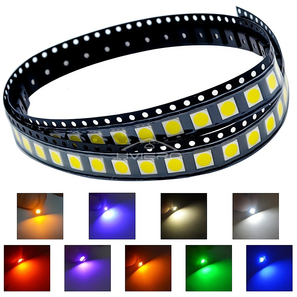 100PCS 5050 0805 LED SMD SMT Chip Red Yellow Green White Blue Orange Purple Pink RGB Emitting Diode Light 3.3V Voltage Neon Lamp