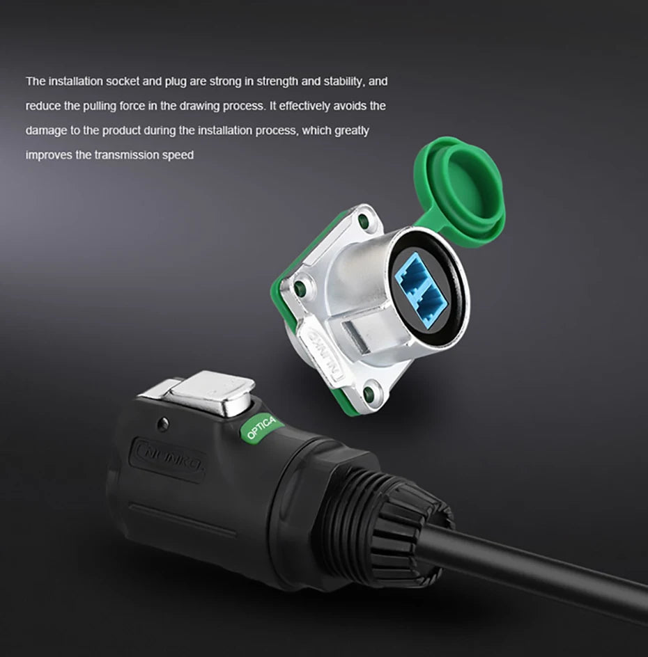 CNLINKO M24 Fiber Optic Connector LC High Performance Single Mode Conenctor Quick Assembly Waterproof IP68 for Networking FTTH