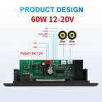 30W 60W Amplifier 12V MP3 Decoder Board Bluetooth 5.3 Stereo Audio DIY Car MP3 Player FM Radio TF USB 6.5mm Mic Jack Record Call
