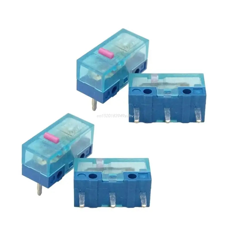 4Pcs New HUANO Blue Transparent  Mouse Micro Switch Button Pink Red Yellow Blue Green Dot Button Switch 3Pin 0.74N