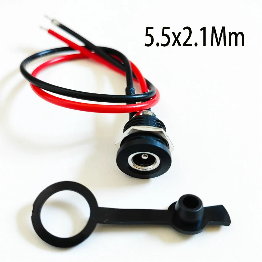 High Current 20AWG 5.5*2.1mm/5.5*2.5mm DC022D DC Power Cable Female Socket DIY Waterproof Jack Plug Panel Mount Connector