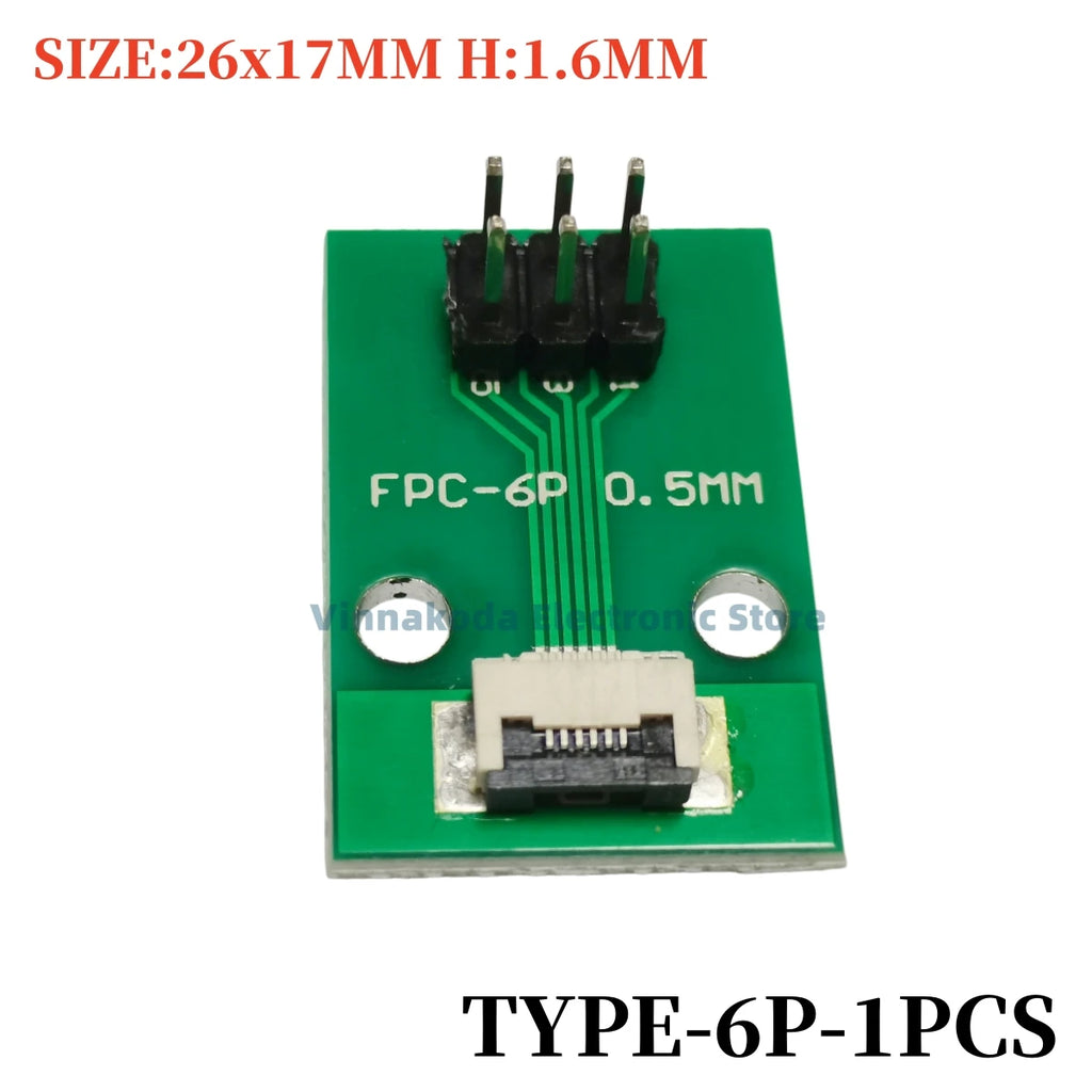 1PCS FFC/FPC Conversion Board 0.5mm Connector to 2.54MM Double Row Bent Pins 4/10/14/15/16/22/26/30/32/36/42/45/60/64/68/80/96P