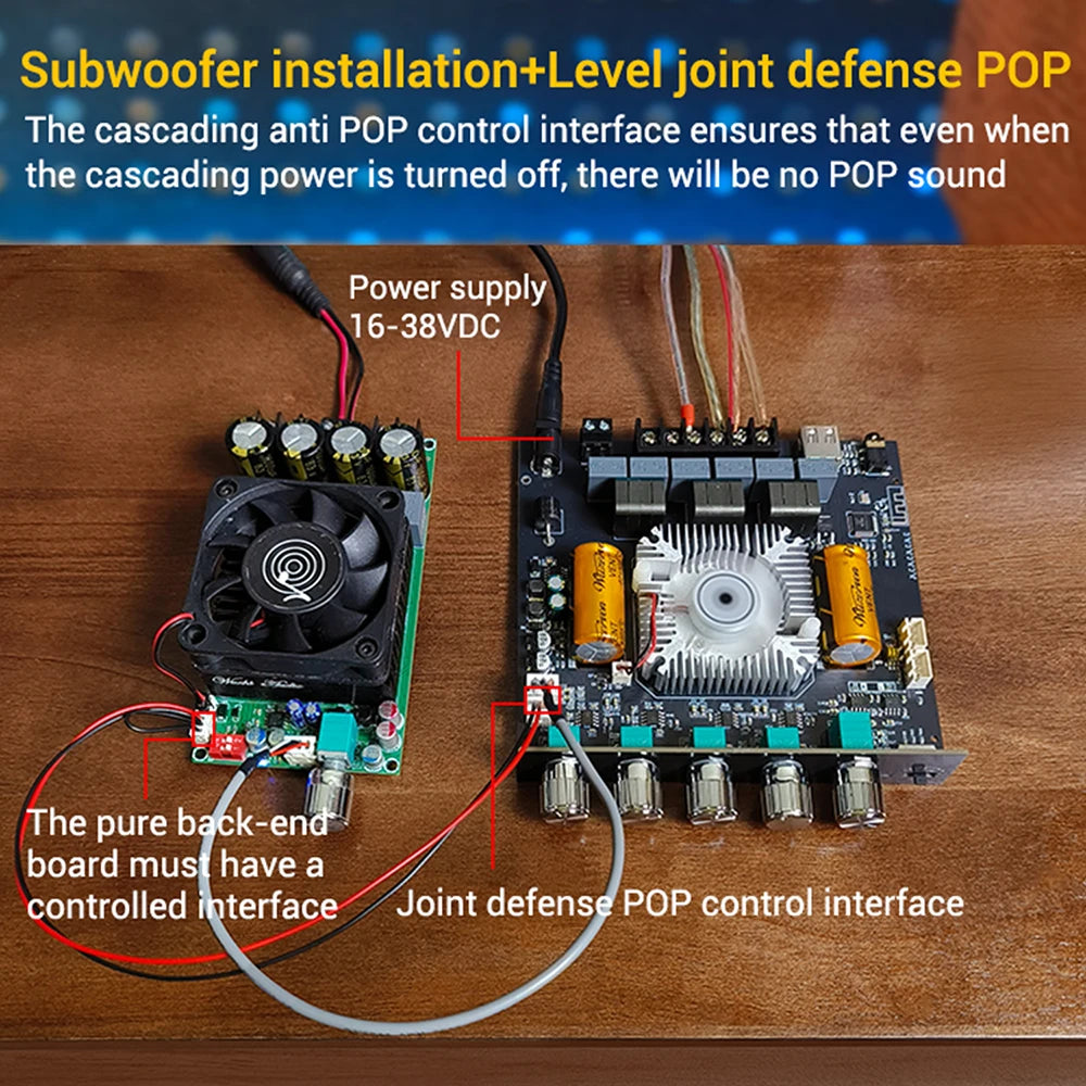 DC 16-38V ZK-AS1 2G Second Generation Upgraded 2.1-channel TPA3255 Bluetooth Digital Amplifier Board Module 220W+220W+350W