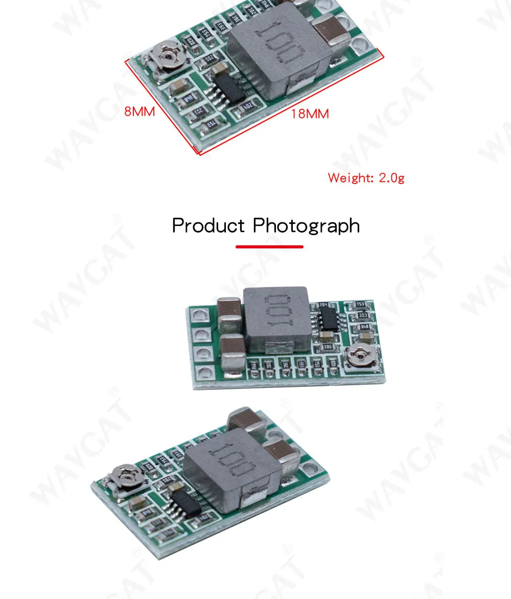 WAVGAT Mini DC-DC 12-24V To 5V 3A Step Down Power Supply Module Voltage Buck Converter Adjustable 97.5% 1.8V 2.5V 3.3V 5V 9V 12V