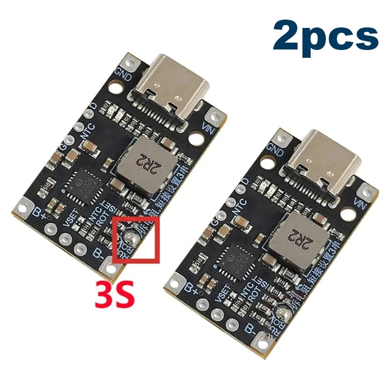 Type-C USB 2S 3S Lithium Battery Charger Module 15W with Balance Support QC Fast Charge 8.4V 12.6V 1.5A Boost Converter